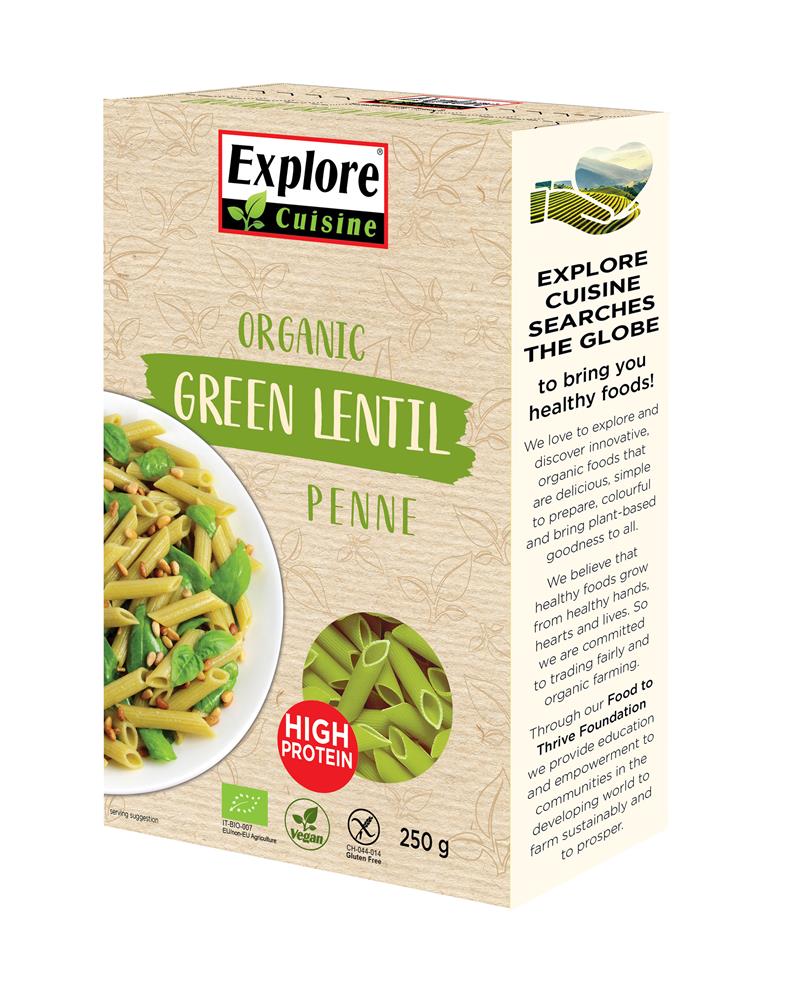 Organic Green Lentil Penne - 250g - Explore Cuisine