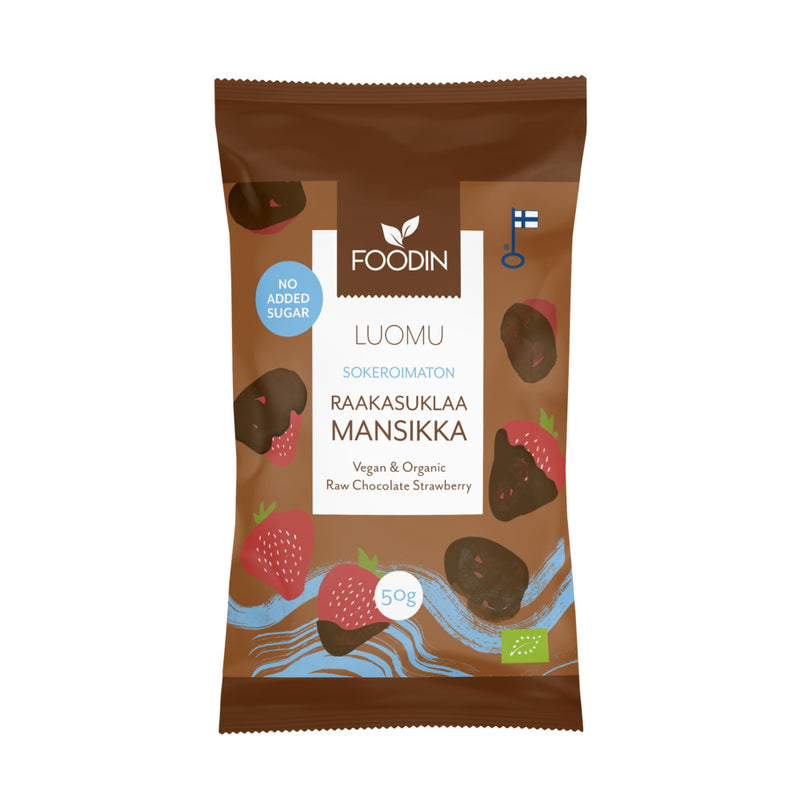 Organic Raw Chocolate Coated Strawberry - Foodin - 50g