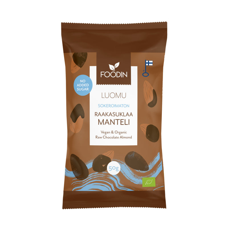 Organic Raw Chocolate No Added Sugar Almond - Foodin - 50g