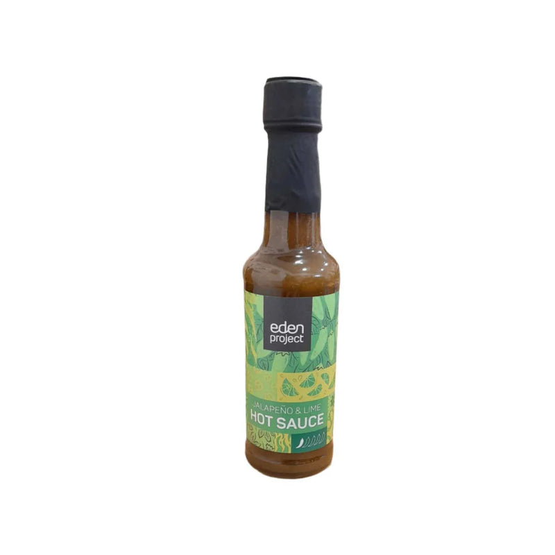 Bottle of jalapeño & lime sauce with vibrant green color