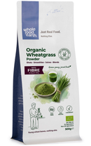 Whole Food Earth organic wheatgrass powder 500g pouch, front of pack