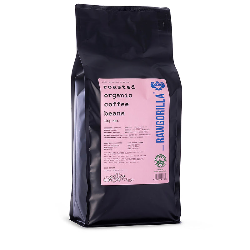 Roasted Organic Whole Coffee Beans - 1kg - RAWGORILLA