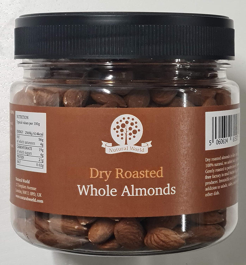 Dry Roasted Whole Almonds Unsalted - Nutural World - 500g