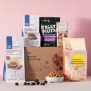 Sweet Snack Hamper — honey roasted peanuts, caramelised cocoa peanuts, toasted coconut slices, Bennetto hazelnut chocolate and dark chocolate brazil nuts