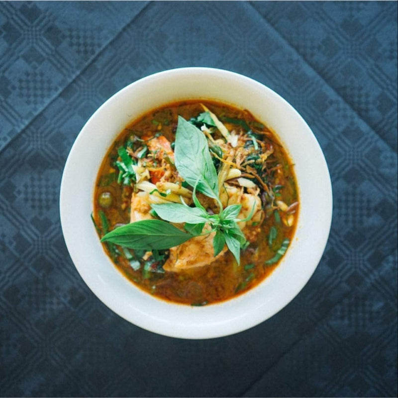 Spicy Thai Jungle Curry Served with Vegetables
