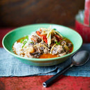 Thai Yellow Curry served in a bowl with vegetables and coconut milk, made using Payst curry paste – warm, aromatic, and plant-based.