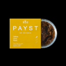 Jar of Payst Thai Yellow Curry Paste – 100g on white background, showcasing vibrant yellow color and clean vegan-friendly label design.