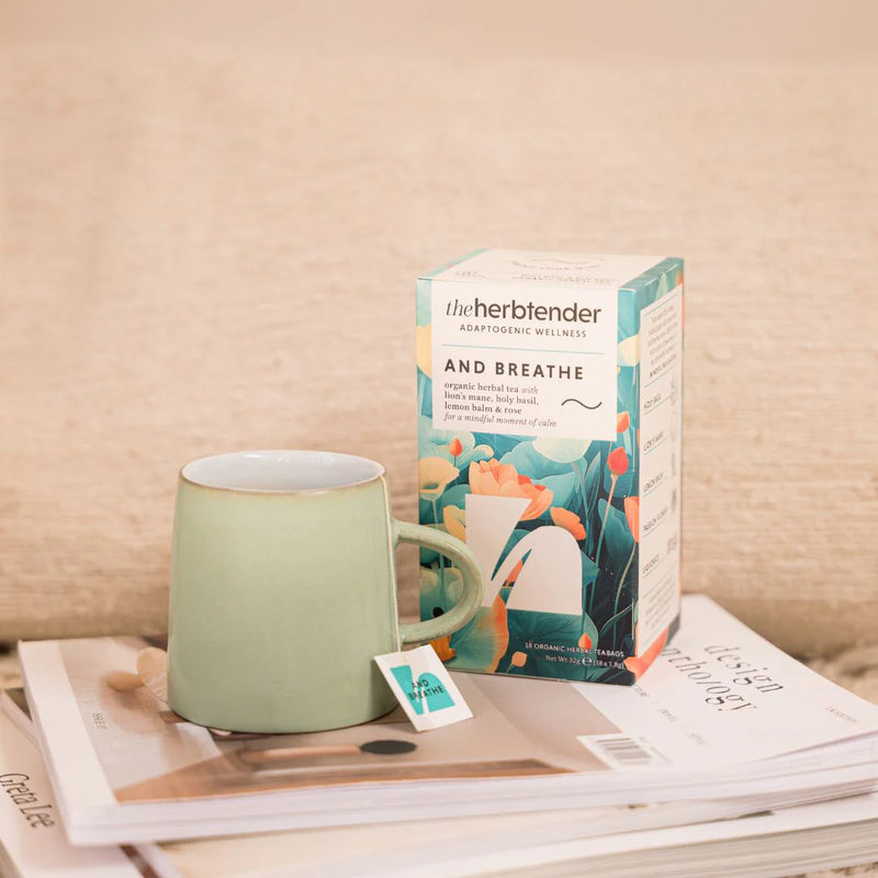 Herbal tea sachets for relaxation – And Breathe 18 bag box
