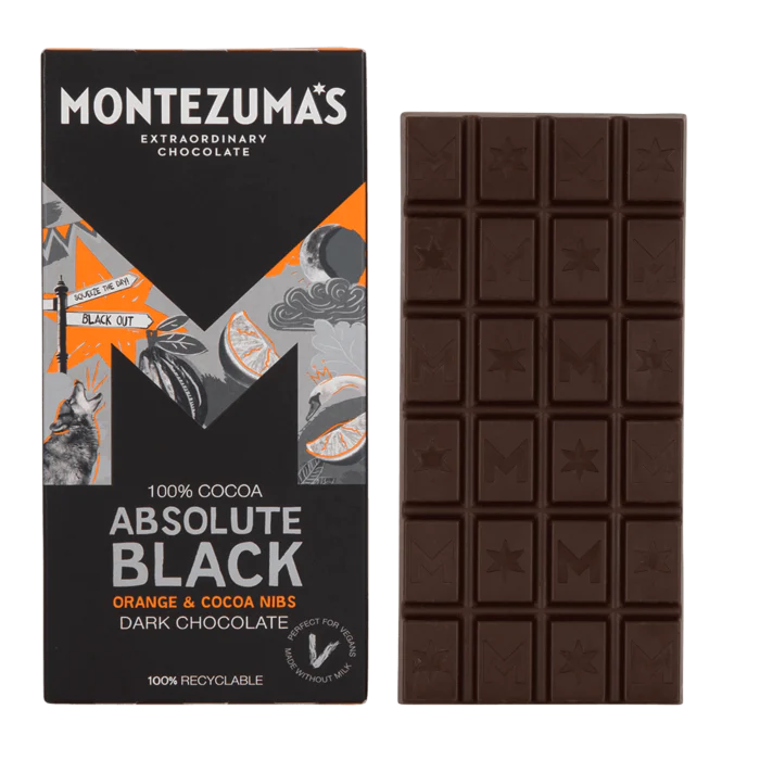 Montezuma's Absolute Black with Orange & Cocoa Nibs Bar - 90g