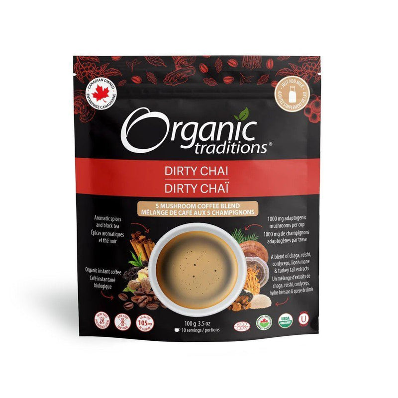 Organic Dirty Chai 5 Mushroom Coffee Blend - 100g - Organic Traditions