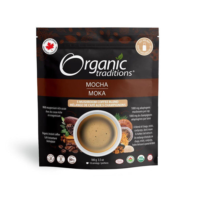 Organic Mocha 5 Mushroom Coffee Blend - 100g - Organic Traditions