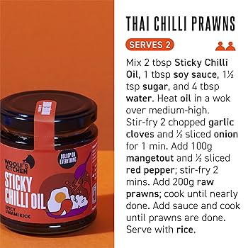 Spicy-sweet chilli oil being drizzled over noodles