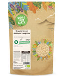 Organic Brown Glutinous Long Rice | GMO Free | EcoSocial | Vegan | Raw | Source of Fibre - Wholefood Earth® - 5060470149598