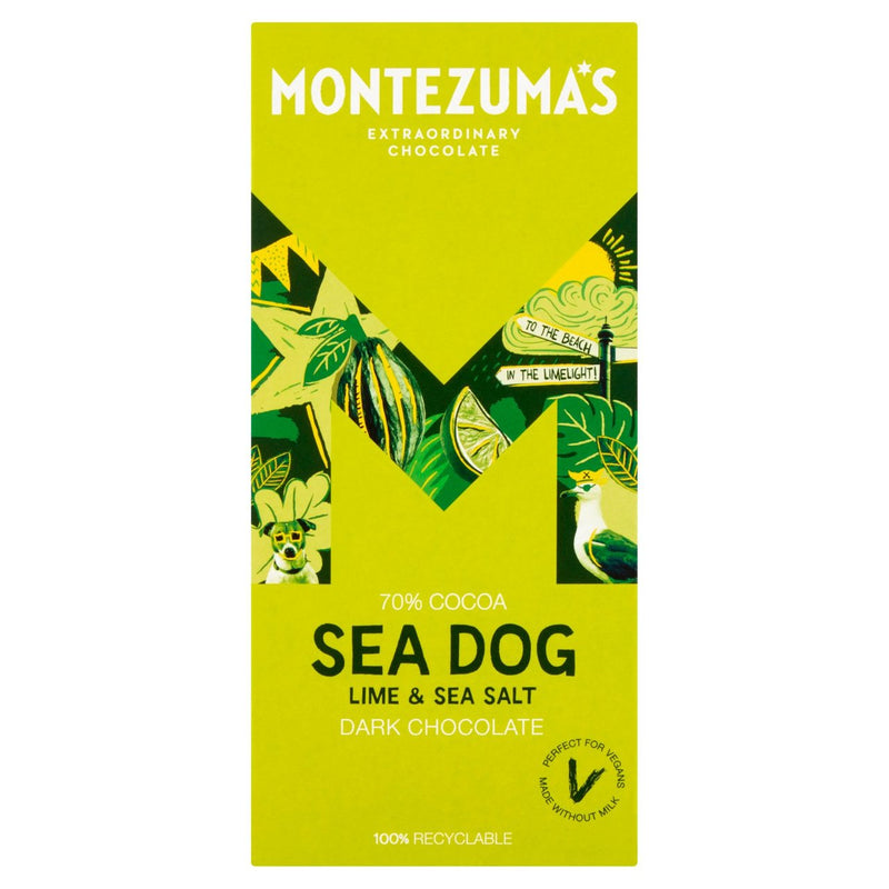 Montezuma's Sea Dog Lime & Sea Salt Dark Chocolate Bar - 90g
