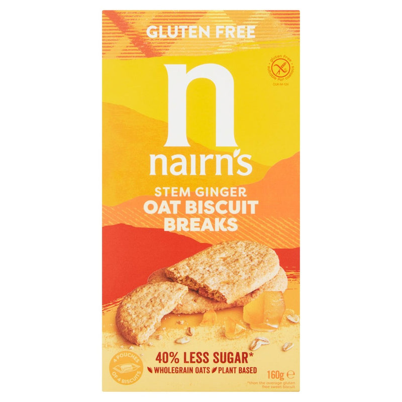 Gluten Free Stem Ginger Oat Biscuits - 160g - Nairn's