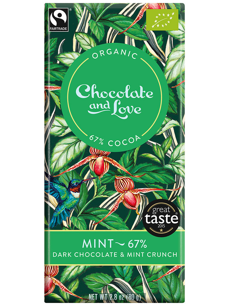 Organic 67% Dark Chocolate with Mint - 80g - Chocolate & Love