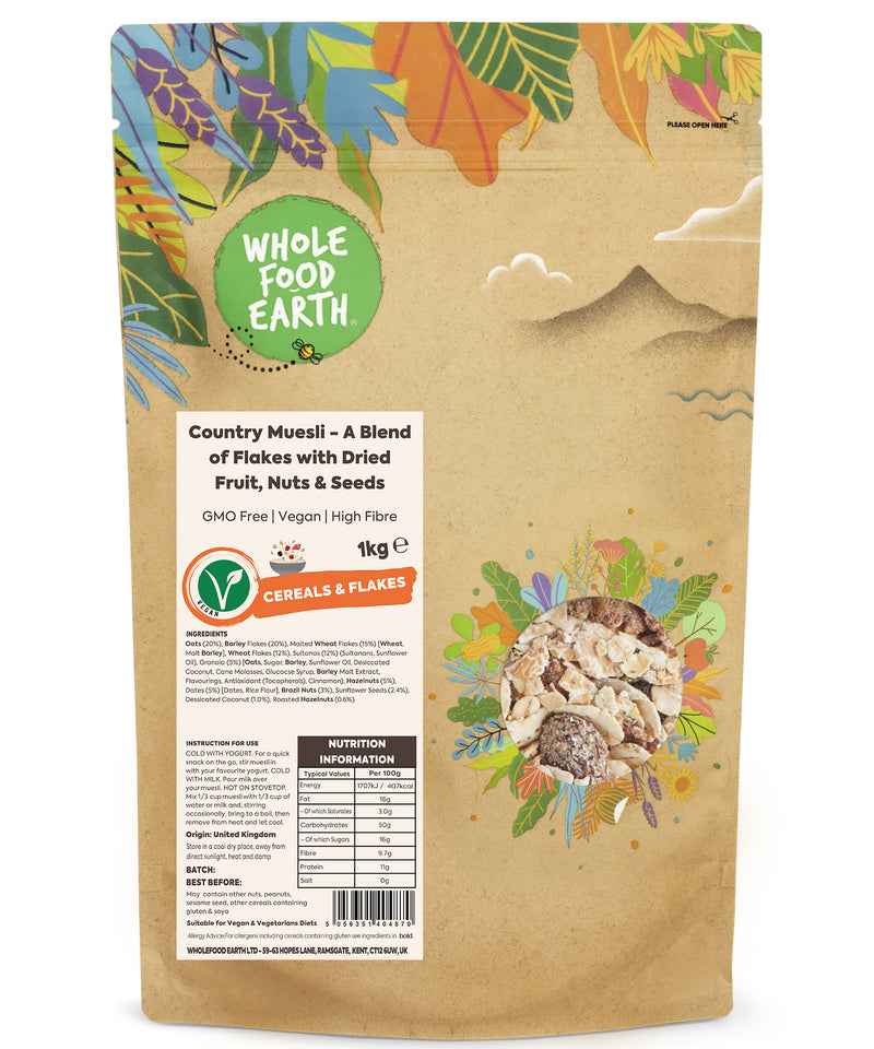 Country Muesli - A Blend of Flakes with Dried Fruit, Nuts & Seeds