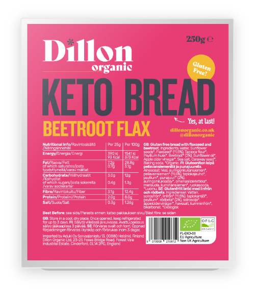 Organic Beetroot Flax Keto Bread - 250g - Dillon Organic