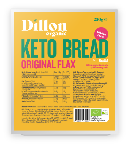 Organic Original Flax Keto Bread - 250g - Dillon Organic