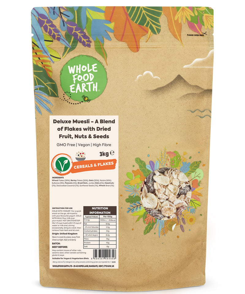 Deluxe Muesli - A Blend of Flakes with Dried Fruit, Nuts & Seeds