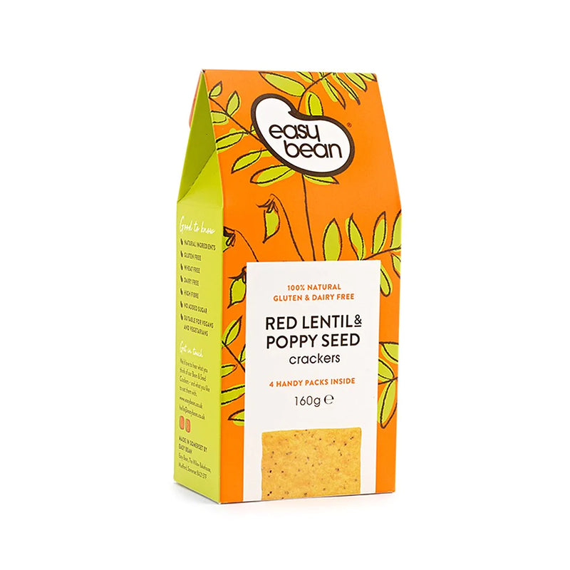 Red Lentil & Poppy Seed Crackers - 150g - Easy Bean