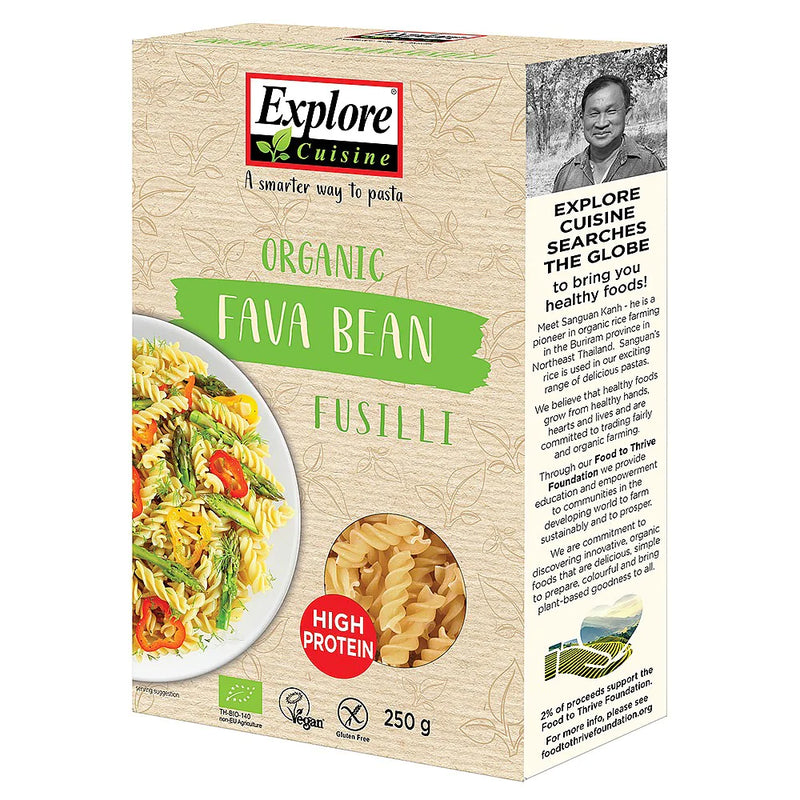 Organic Fava Bean Fusilli - Explore Cuisine - 250g