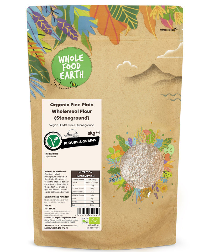 Organic Fine Plain Wholemeal Flour (Stoneground)