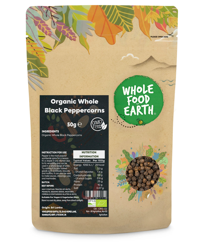 Organic Black Peppercorns Whole
