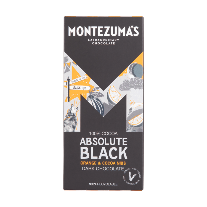 Montezuma's Absolute Black with Orange & Cocoa Nibs Bar - 90g