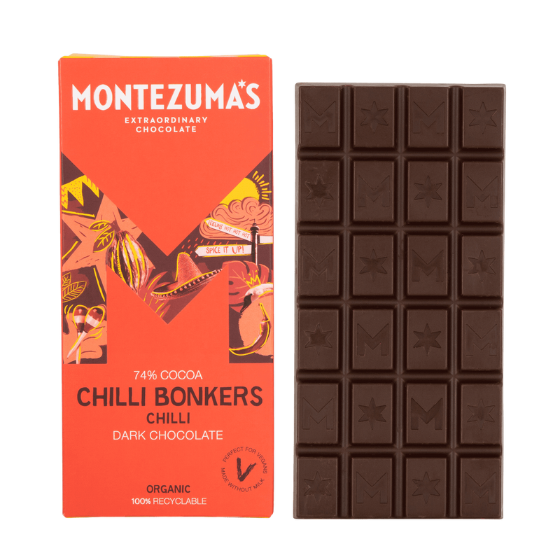 Montezuma's Chilli Bonkers Dark Organic Chocolate Bar - 90g