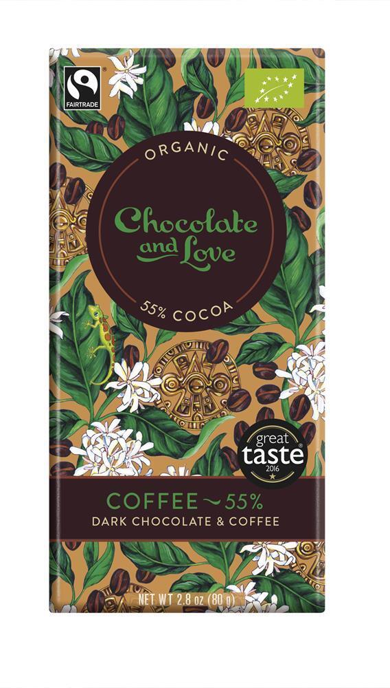 Organic Dark Chocolate with Coffee 55% - 80g - Chocolate and Love