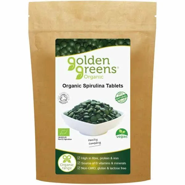 Organic Spirulina Tablets - 120x500mg - Golden Greens Organic