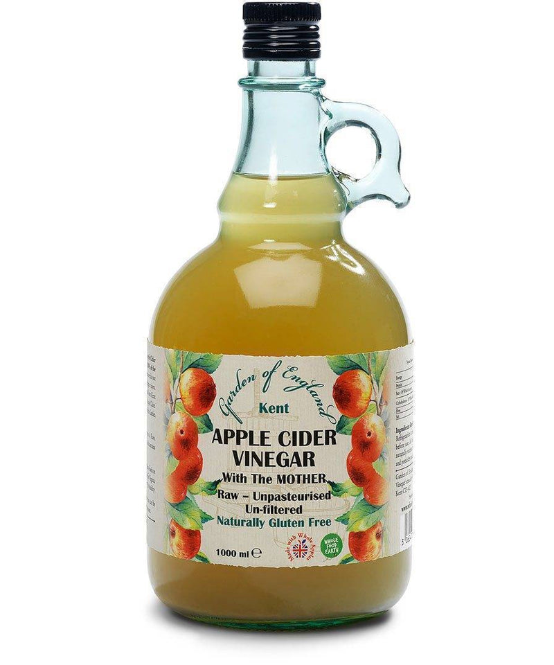 Kent Apple Cider Vinegar 1 x 1L With "Mother" | Raw | Unpasturised | Unfiltered | GMO Free - Wholefood Earth®
