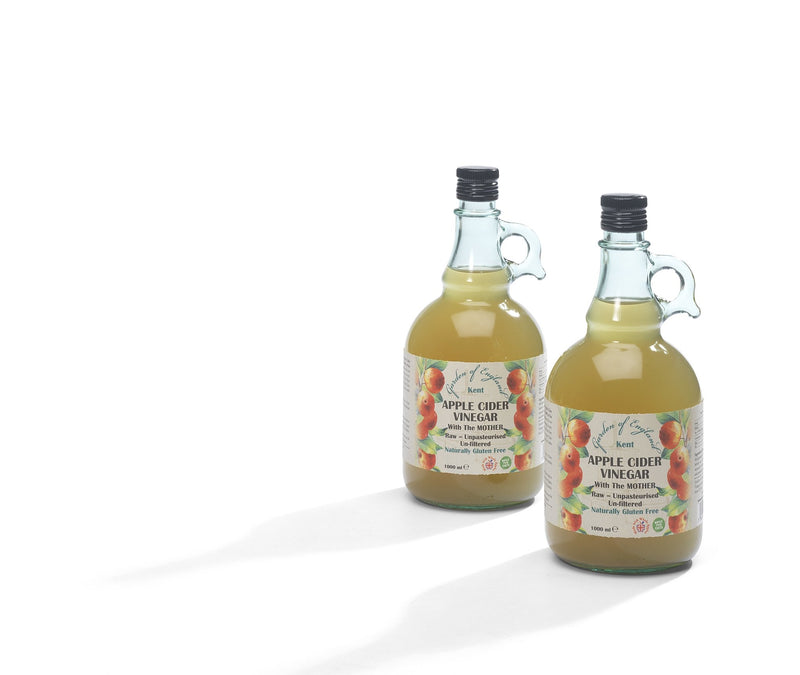 Kent Apple Cider Vinegar 2 x 1L With "Mother" | Raw | Unpasturised | Unfiltered | GMO Free - Wholefood Earth® - 5060470147082