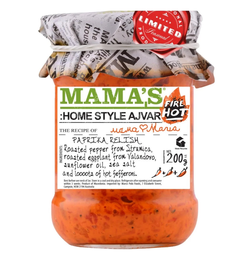 Mama's: Home Style Ajvar Fire Hot (Ay-var) Roasted Red Pepper Spread (200g)