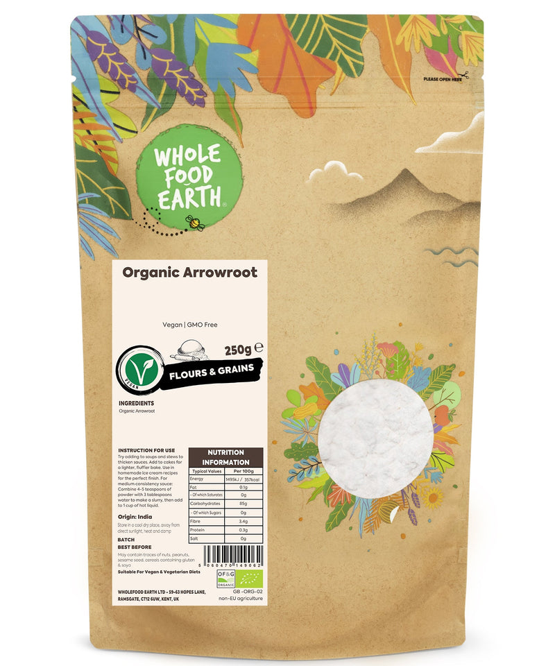 Organic Arrowroot | Vegan | GMO Free - Wholefood Earth® - 5060470149062