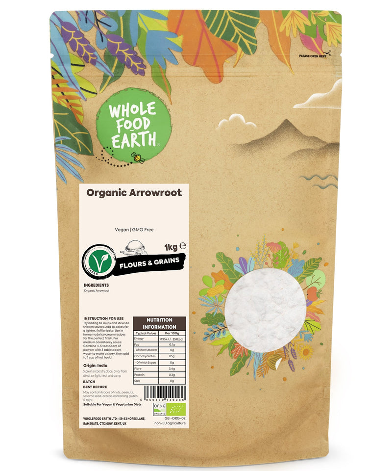 Organic Arrowroot | Vegan | GMO Free - Wholefood Earth® - 5060470149086