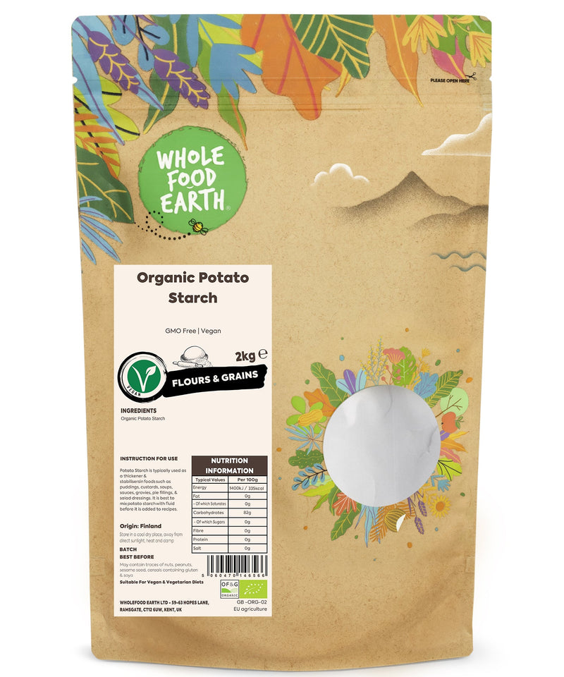 Organic Potato Starch | GMO Free | Vegan - Wholefood Earth® - 5060470146566