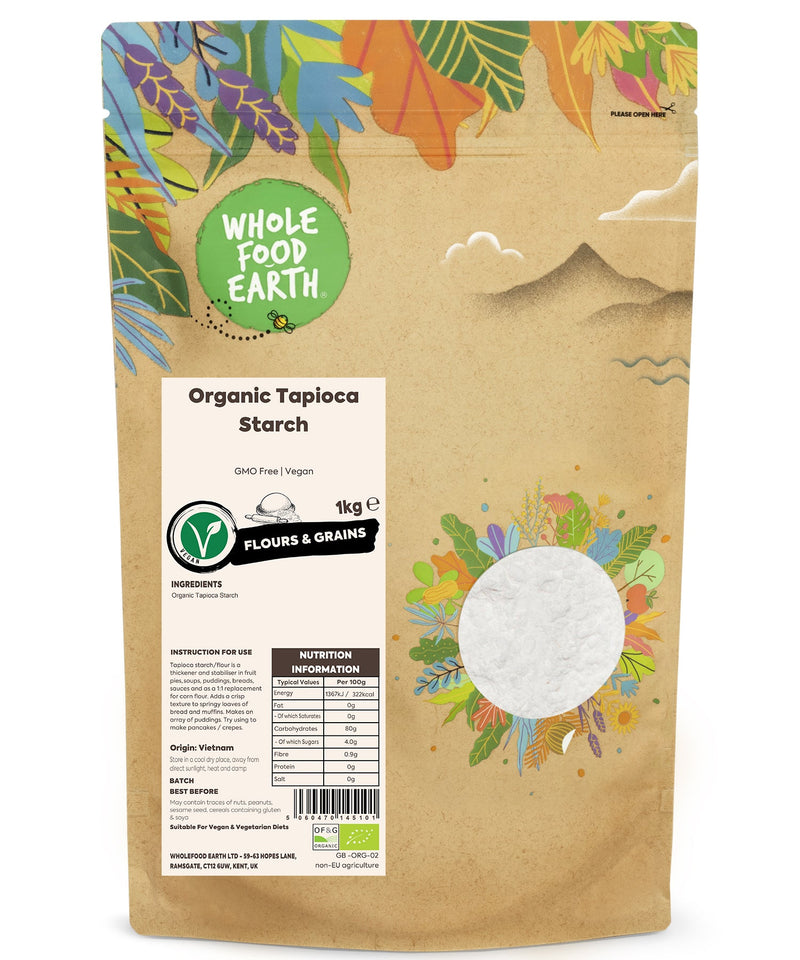 Organic Tapioca Starch | GMO Free | Vegan - Wholefood Earth® - 5060470145101