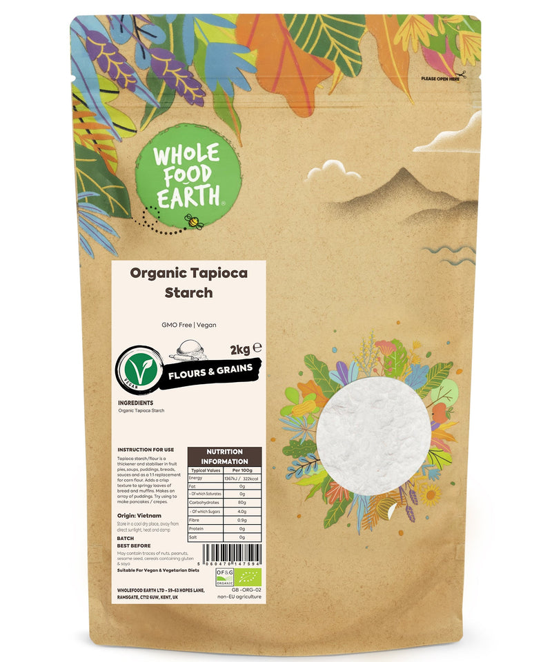 Organic Tapioca Starch | GMO Free | Vegan - Wholefood Earth® - 5060470147594