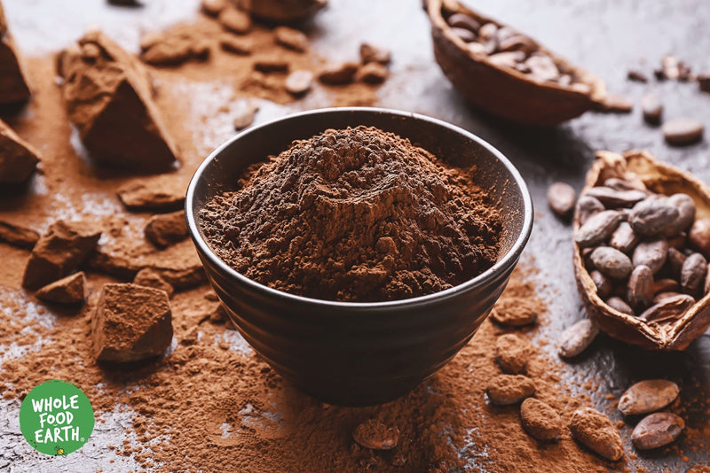 Wholefood Earth: Organic Cocoa Powder 10-12% Low Fat | Vegan | No added sugar | Dairy Free - Wholefood Earth®